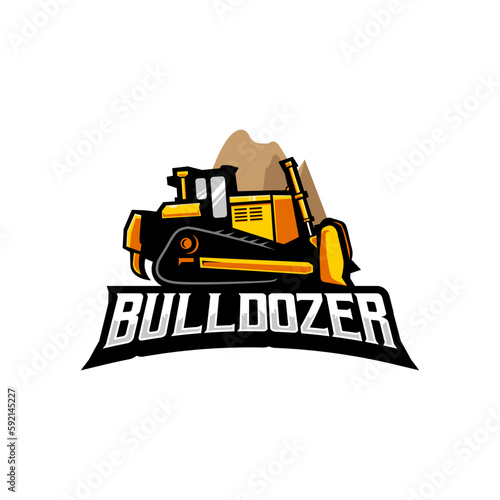 Bulldozer logo design vector for construction company