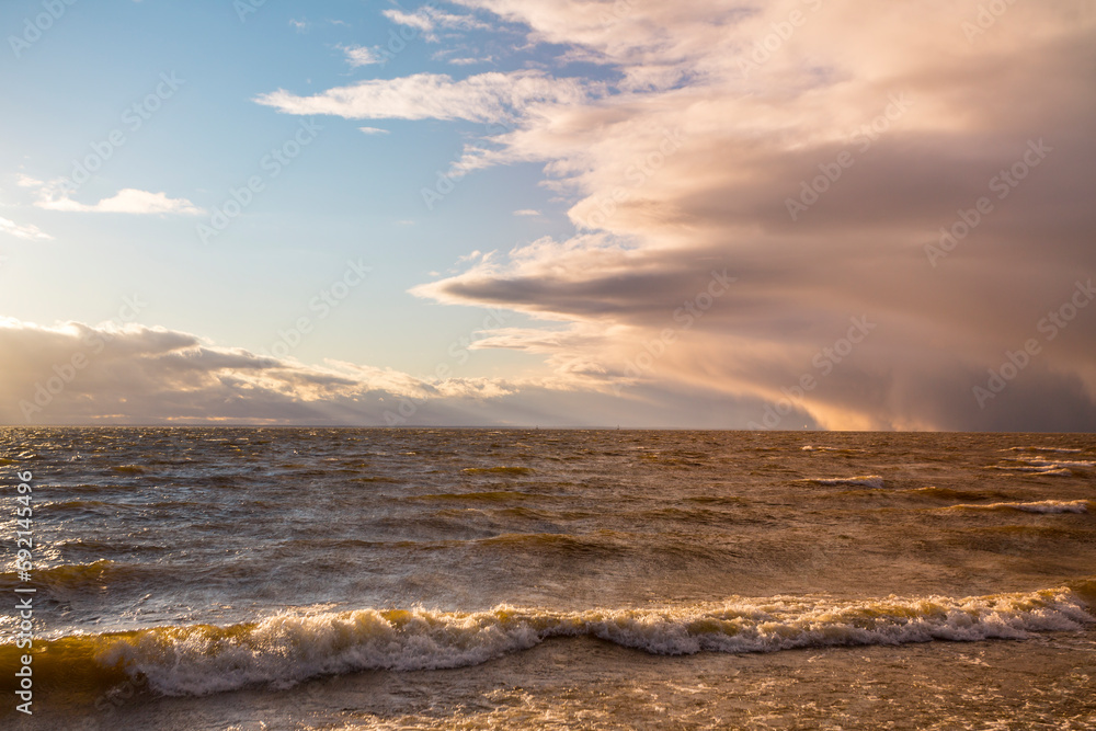 The coast of Finnish gulf on sunset