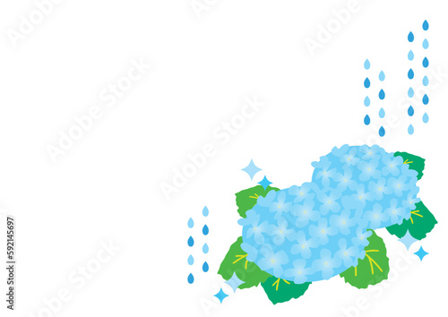 雨と紫陽花のベクターイラスト
