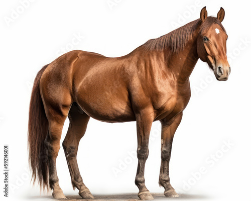 photo of American Quarter Horse isolated on white background. Generative AI
