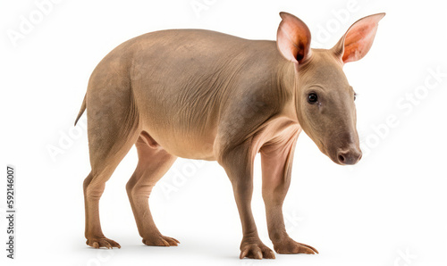 photo of aardvark isolated on white background. Generative AI © Bartek