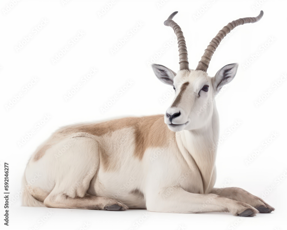 photo of addax antelope isolated on white background. Generative AI photo of addax antelope isolated on white background. Generative AI