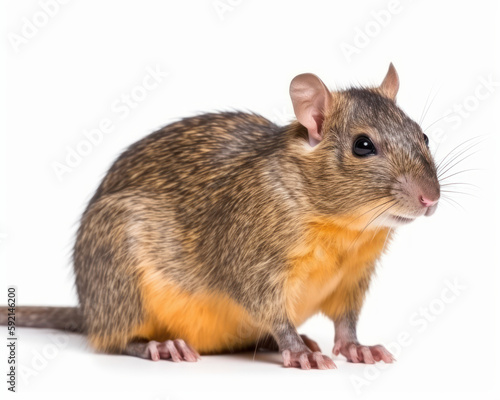 photo of agouti rodent isolated on white background. Generative AI