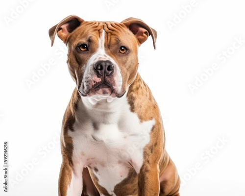 photo of American Staffordshire Terrier isolated on white background. Generative AI