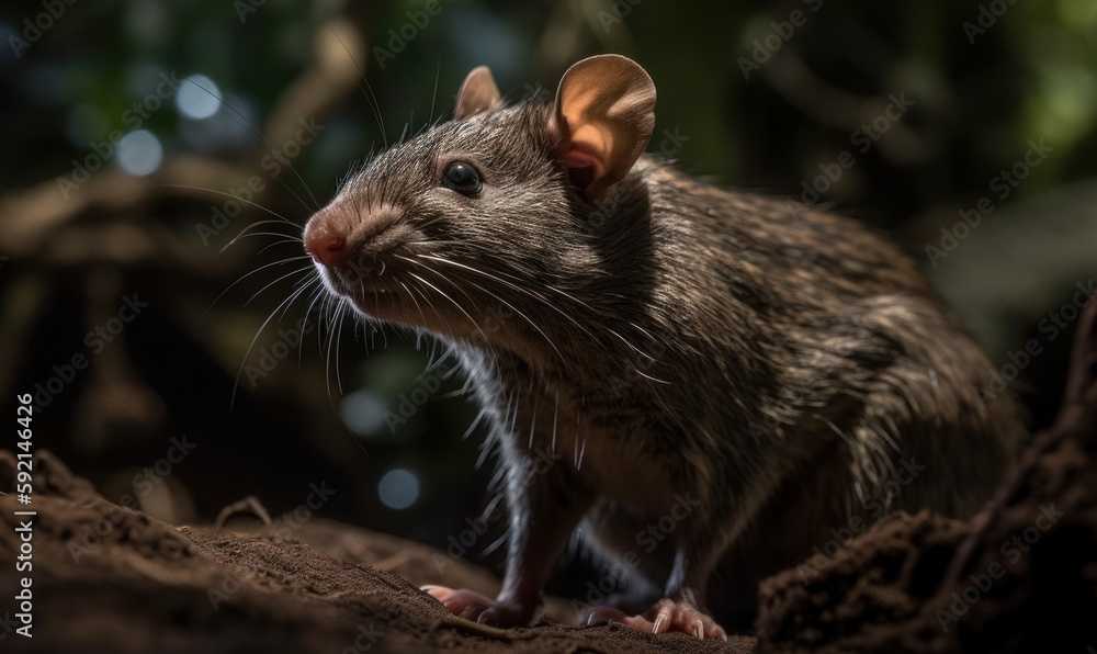 photo of African pouched rat in its natural habitat outdoors in Africa. Generative AI photo of African pouched rat in its natural habitat outdoors in Africa. Generative AI