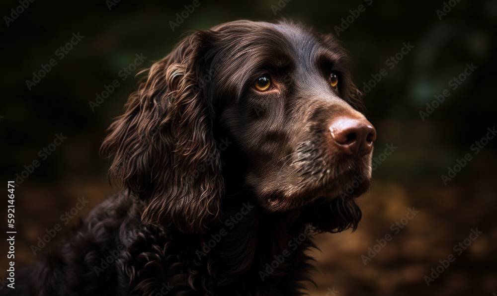 photo of American water spaniel outdoors. Generative AI