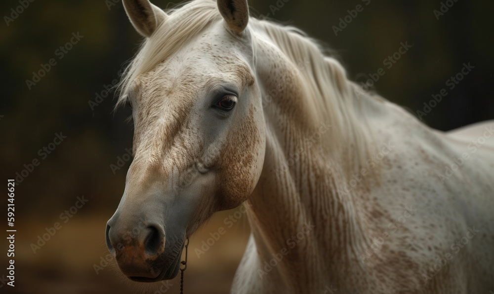 Obraz premium photo of Albino horse in its natural habitat outdoors. Generative AI