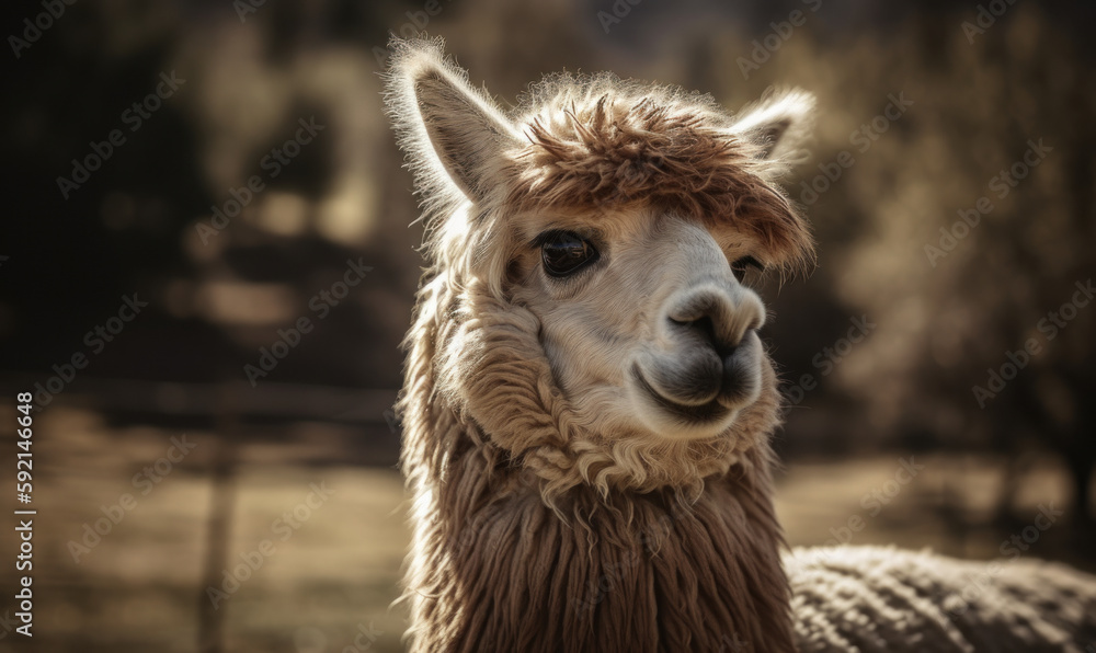 Obraz premium photo of alpaca in its natural habitat outdoors. Generative AI
