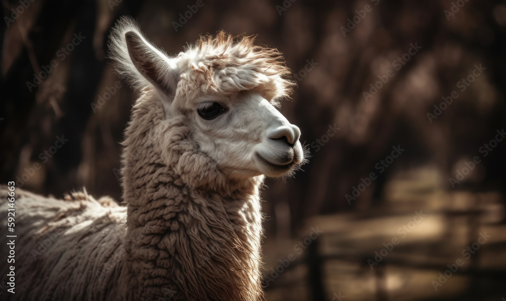Obraz premium photo of alpaca in its natural habitat outdoors. Generative AI