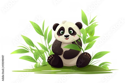 Fototapeta Naklejka Na Ścianę i Meble -  Bamboo Basics with a Playful Panda: Learn All About this Beloved Plant, panda, cartoon character, bamboo, explanation, education, learning, plant, nature, wildlife, herbivore, 