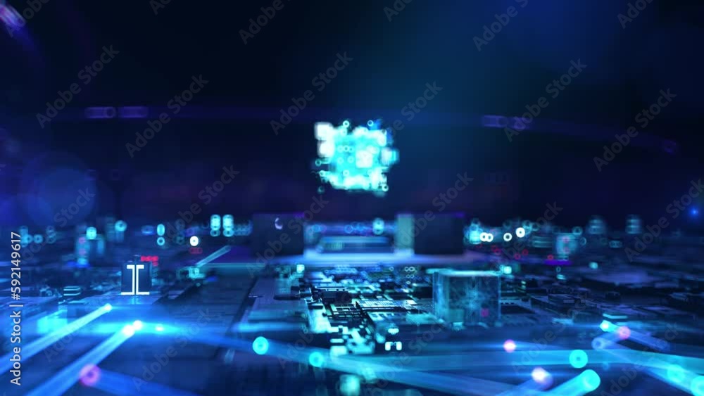 Fintech - businessman working and touching with virtual reality at night office.