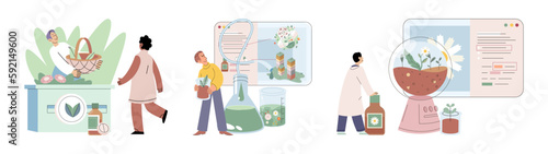 Scientist study research liquid medicine from natural herbal. Medical marijuana research. Modern and traditional medical, Alternative organic herbal drug and chemical medicine. Homeopathy healthcare