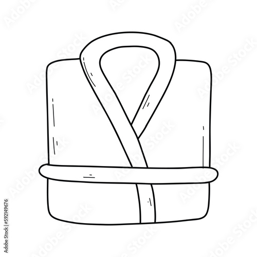 Bathrobe in doodle style. Vector illustration. Linear bathrobe.