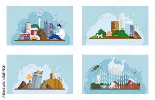 Garbage unsorted trash. Rubbish and trash bags lying around dump. Earth day. Electric waste. Scene pile of waste that smells ugly and started decompose. Waste pollution. Toxic waste. Organic garbage