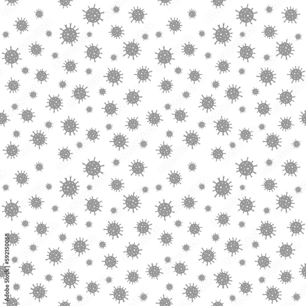 Simple vector doodle seamless pattern of the coronavirus cells.