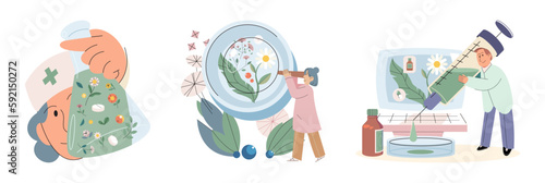 Scientist study research liquid medicine from natural herbal. Medical marijuana research. Modern and traditional medical, Alternative organic herbal drug and chemical medicine. Homeopathy healthcare