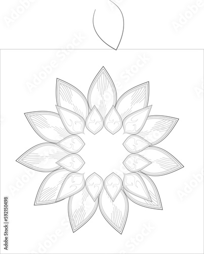 Zentangle flowers in black and white for coloring book. Hand Drawn Flowers for Adult Anti Stress of coloring page in Monochrome Isolated in white background