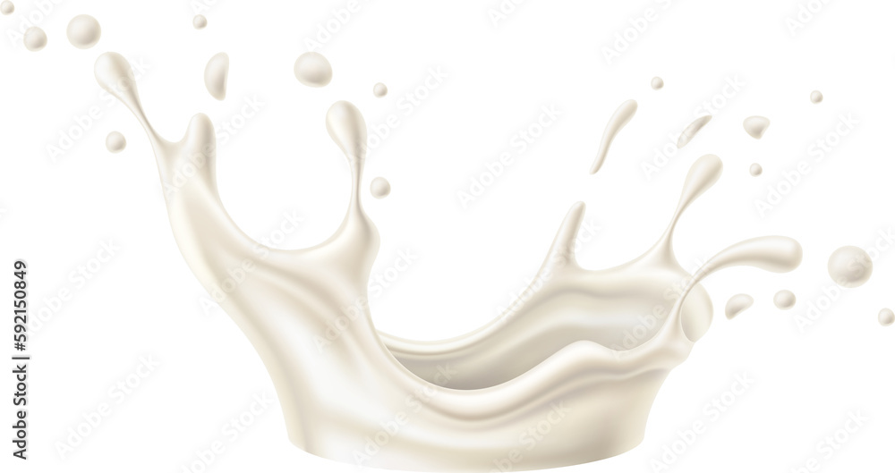 Realistic milk splash. White liquid cream drop Realistic milk splash. White liquid cream drop