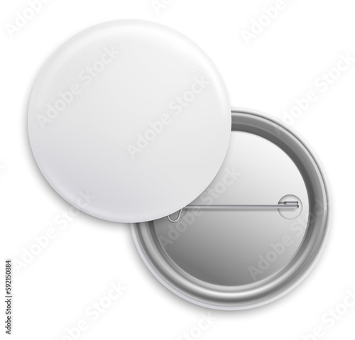 Canvas Print Blank pin badge mockup. Front and back view