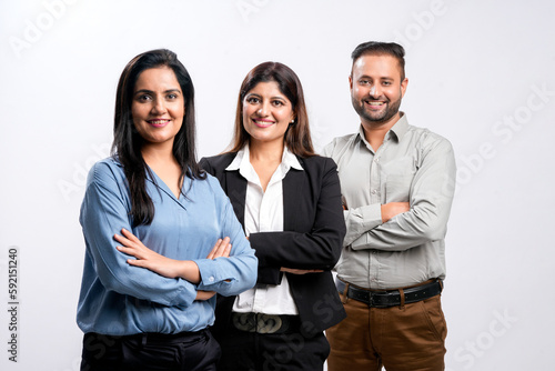 Billede på lærred success concept - Three confident business people standing on white background