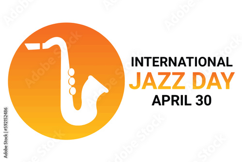 International Jazz Day. Vector illustration with saxophone silhouette on orange background.