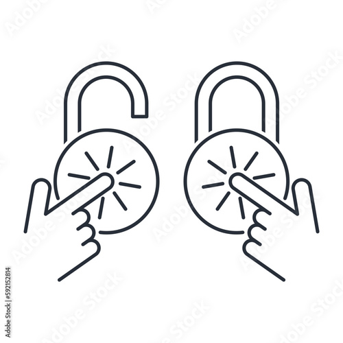 Action set open, close.  To block , unblock.Vector linear icon isolated on white background.