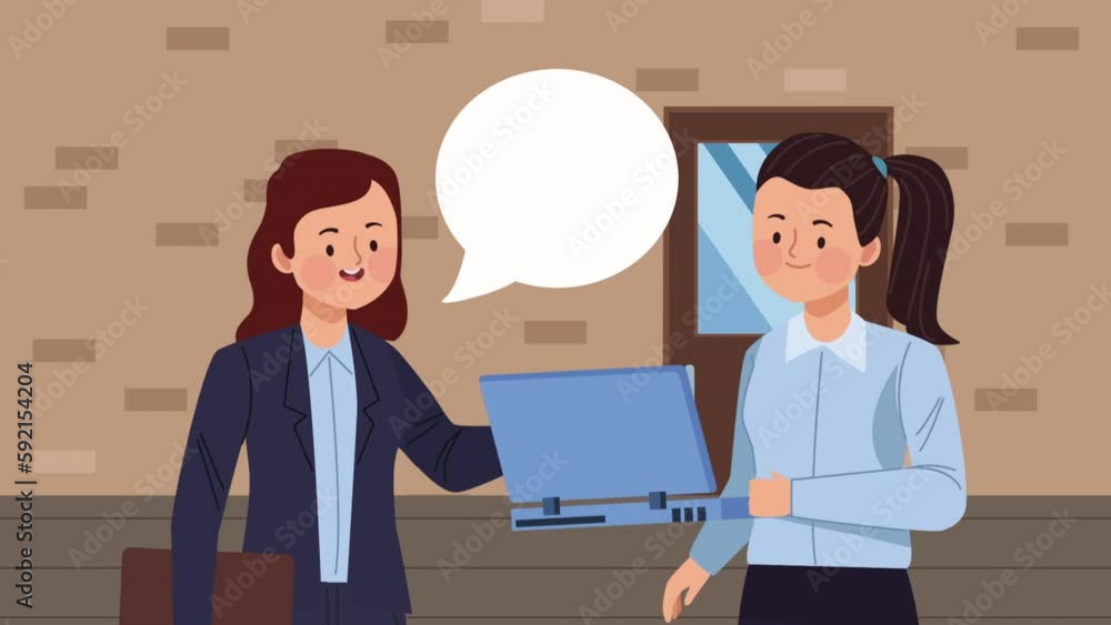 young business women speaking animation young business women speaking animation