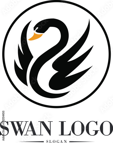 Fototapeta Naklejka Na Ścianę i Meble -  vector black swan logo design