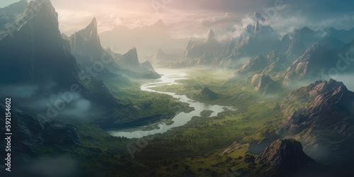 Fantasy Landscape, Metaverse, Concept Art, background, Generated by AI
