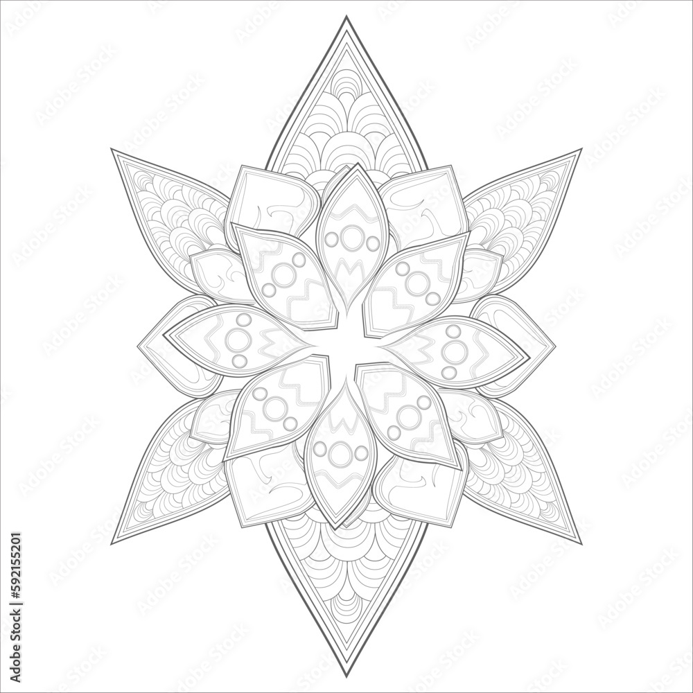 Decorative Doodle flowers in black and white for coloring book, cover or background. Hand drawn sketch for adult anti stress coloring page.-vector
