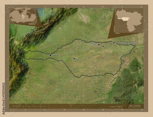 Apure, Venezuela. Low-res satellite. Labelled points of cities photo