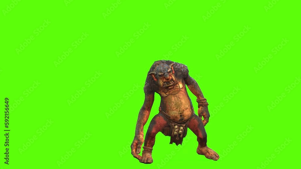 Troll Defend Green Screen Animation 3D Rendering Troll Defend Green Screen Animation 3D Rendering