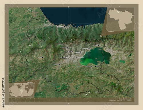 Carabobo, Venezuela. High-res satellite. Labelled points of cities photo