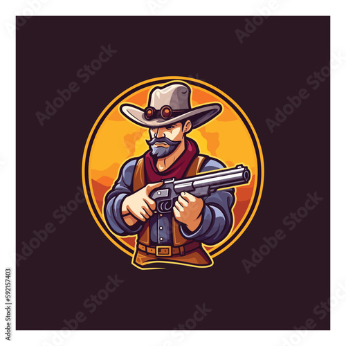 Wallpaper Mural Cowboy with Guns Graphic Mascot Torontodigital.ca