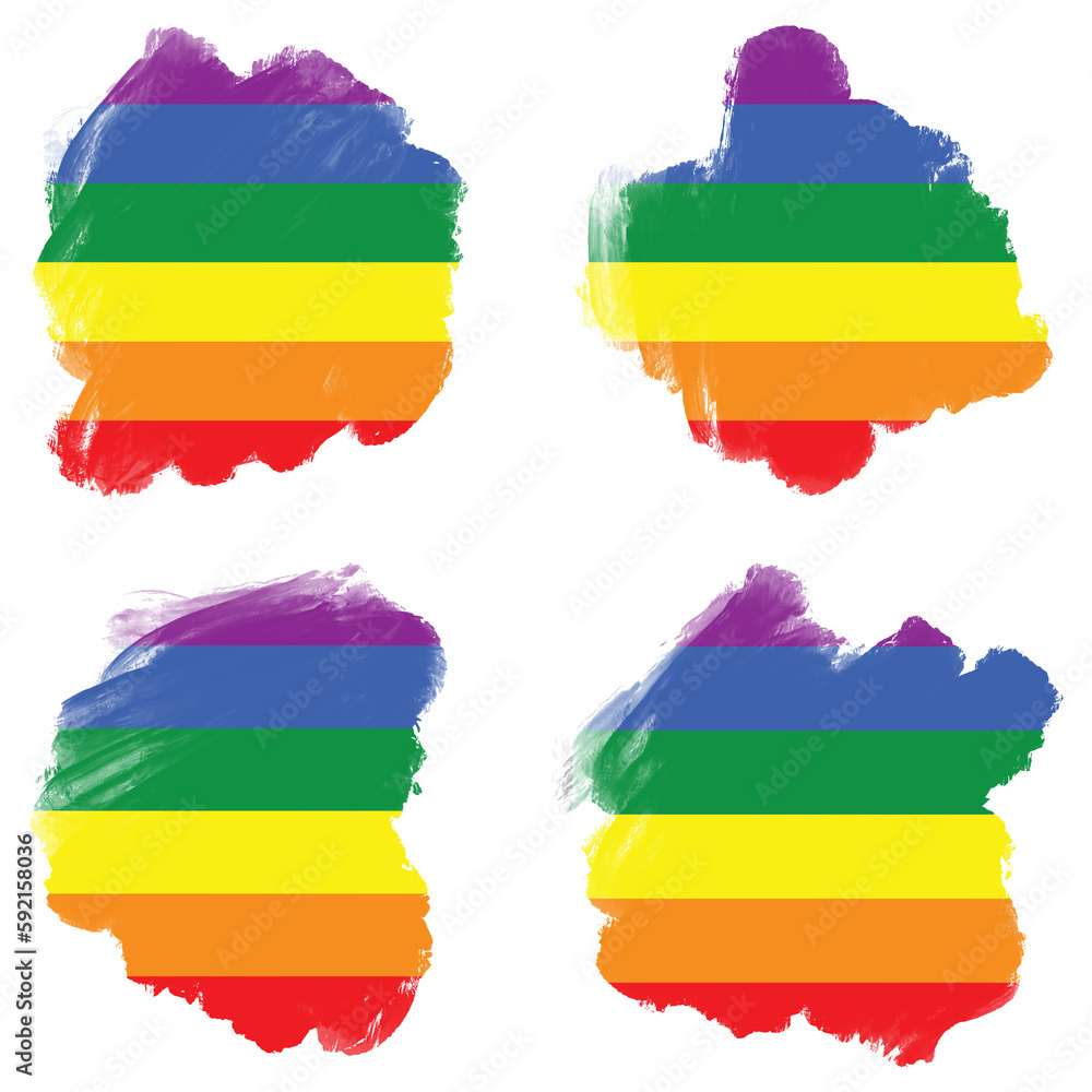 Obraz premium Pack of hand drawn smudges, lgbti community color palette, thematic, isolated objects with transparent background, png, relationship, same, love, partners