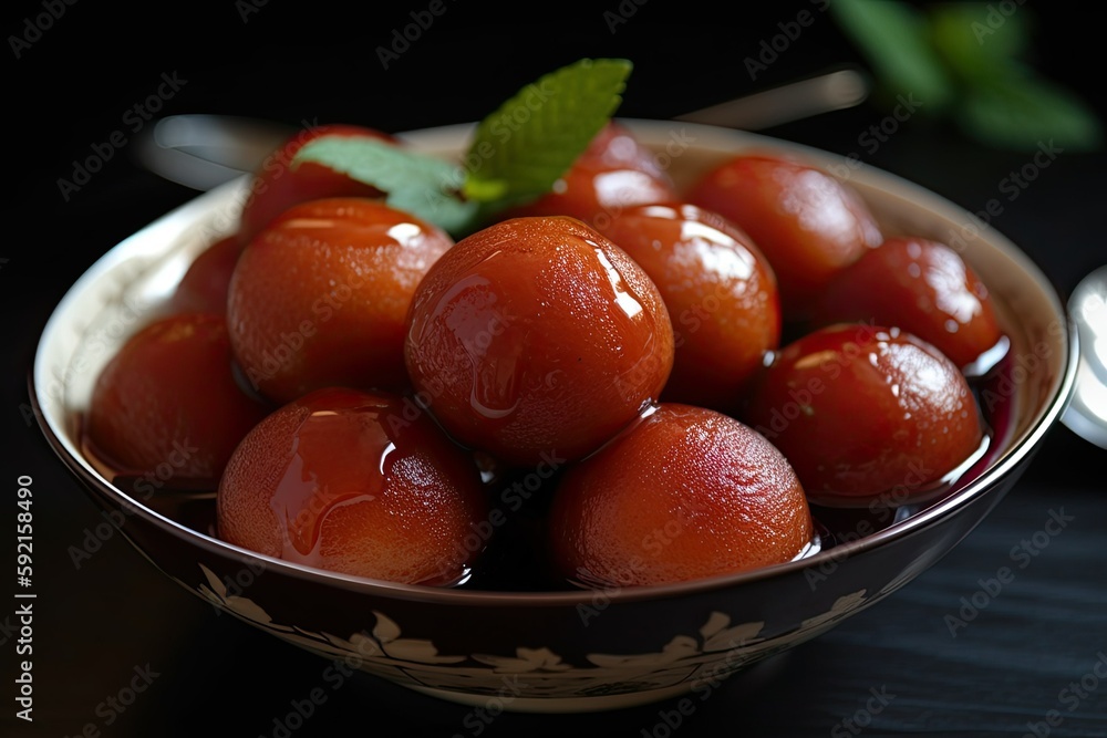 Sweet gulab jamun, Indian Dessert for celebrations, Generative AI Sweet gulab jamun, Indian Dessert for celebrations, Generative AI