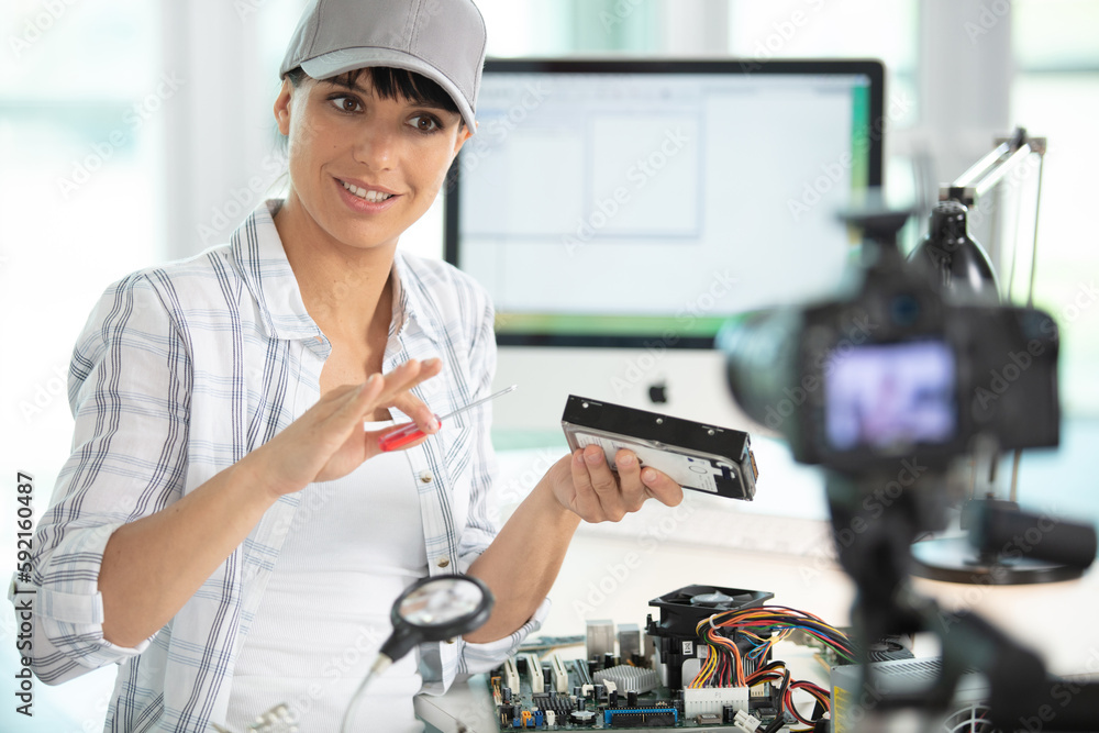 female engineer doing a vlog freelance female engineer doing a vlog freelance