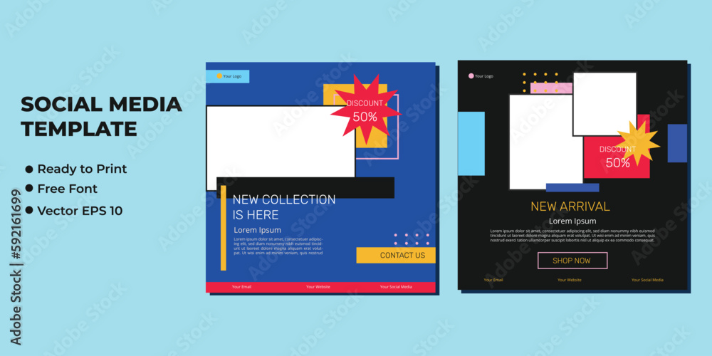 Set of Editable minimal square banner template. Suitable for social media post and web internet ads. Vector illustration with photo college Set of Editable minimal square banner template. Suitable for social media post and web internet ads. Vector illustration with photo college