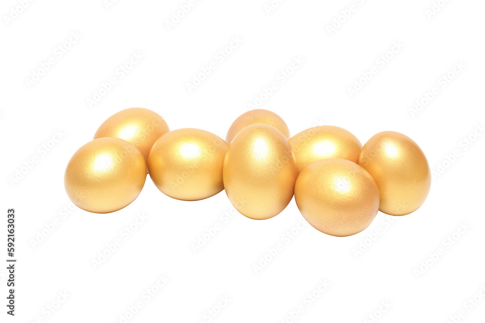 Concept of wealth and retirement - golden eggs, isolated on white background, PNG Concept of wealth and retirement - golden eggs, isolated on white background, PNG
