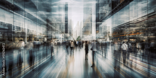 Multiple exposure of fast paced city life. Generative AI 