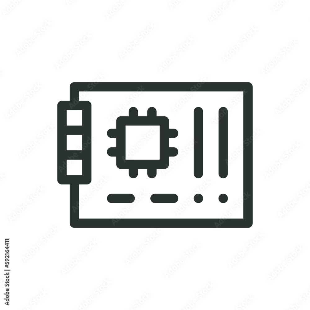 PC mainboard isolated icon, computer motherboard vector icon with editable stroke PC mainboard isolated icon, computer motherboard vector icon with editable stroke
