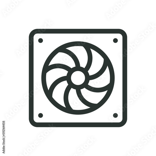 PC cooler isolated icon, computer fan vector icon with editable stroke