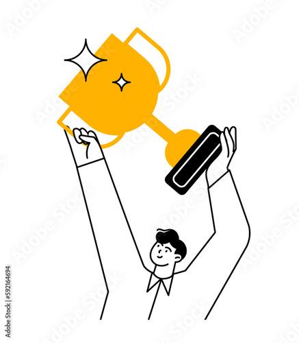 Wan raises the cup, he is the winner and has reached his goal