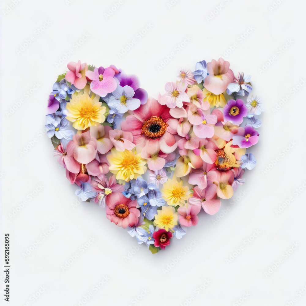 Flower heart on a card for Valentine's day, Women's Day, Birthday generative ai Flower heart on a card for Valentine's day, Women's Day, Birthday generative ai
