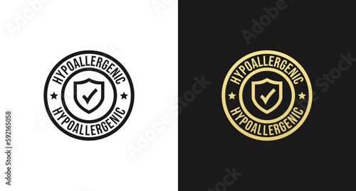 Hypoallergenic label or Hypoallergenic stamp vector isolated in flat style. Best Hypoallergenic label vector for product design element. Simple Hypoallergenic stamp for packaging design element.
