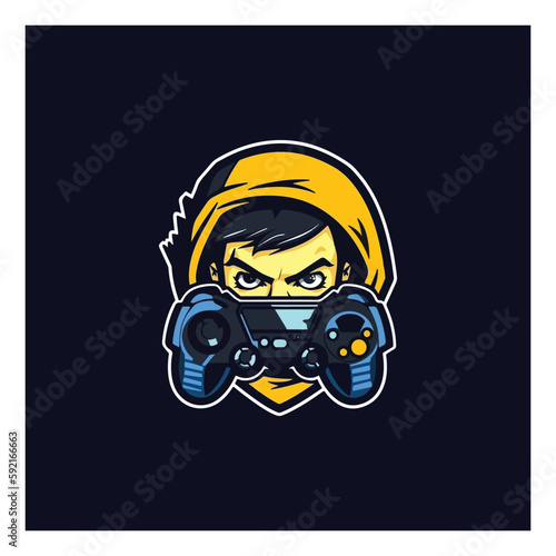 gamer mascot logo design vector with modern illustration style concept for badge, emblem and tshirt printing. gamer illustration for esport team.