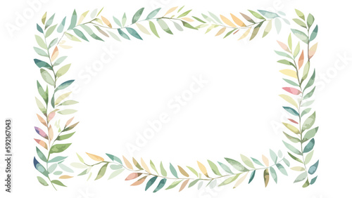 Watercolor Florals Frame with White Background