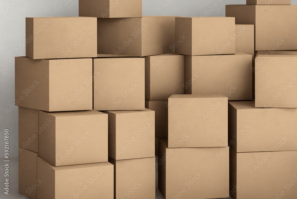 A bunch of cardboard boxes. Generative AI. A bunch of cardboard boxes. Generative AI.