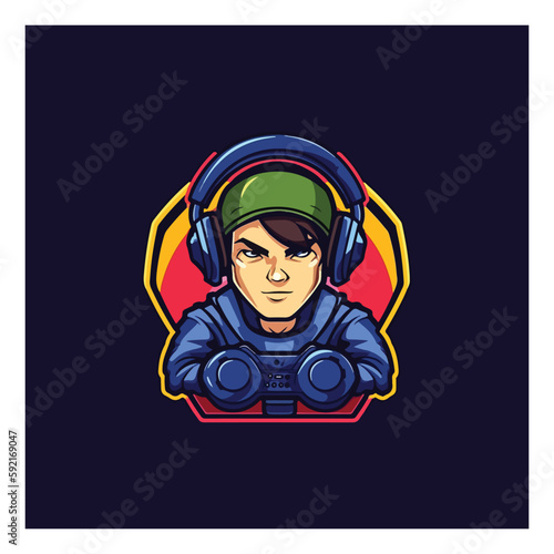 gamer mascot logo design vector with modern illustration style concept for badge, emblem and tshirt printing. gamer illustration for esport team.