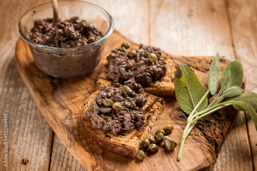 rostini with capers traditional tuscany appetizer